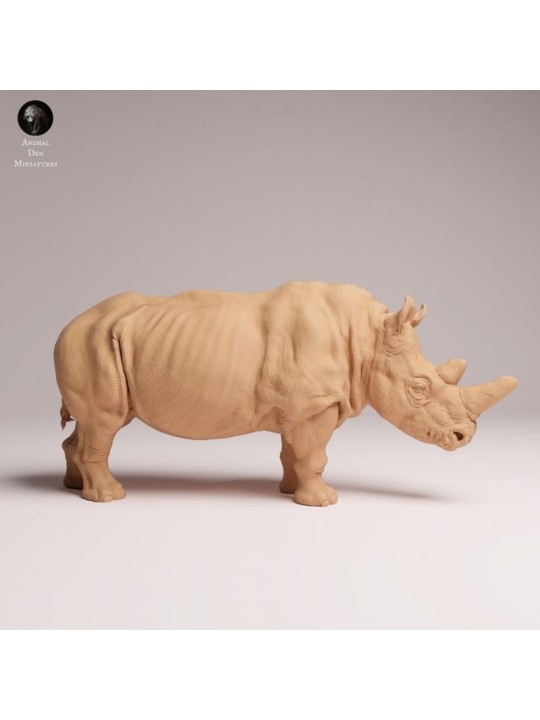 Walking White Rhino - Detailed Resin Miniature for Collectors