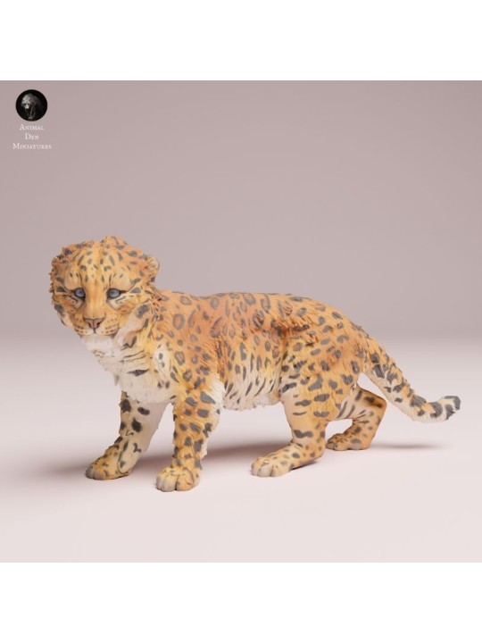 Cachorro de Leopardo del Amur - Miniatura de Resina para Coleccionistas