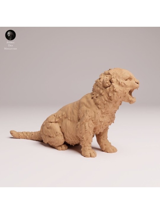 Cachorro de Leopardo del Amur Rugiendo - Miniatura en Resina