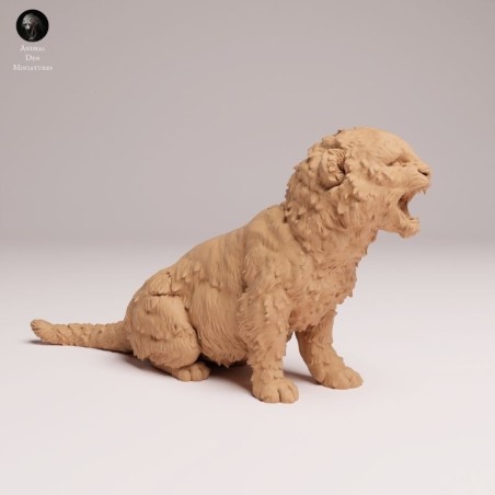 Cachorro de Leopardo del Amur Rugiendo - Miniatura en Resina