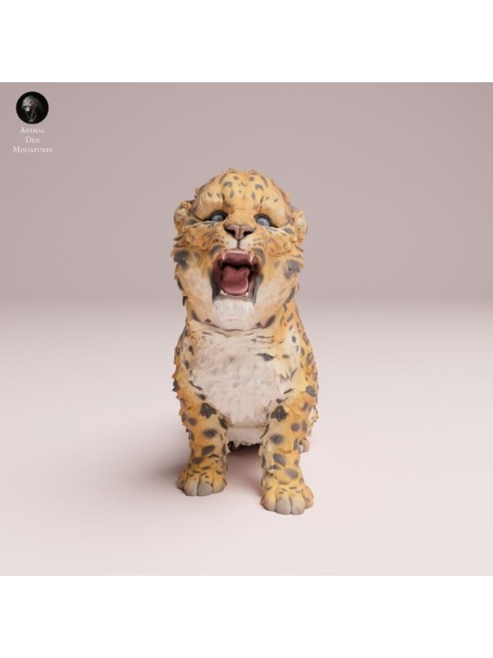 Roaring Amur Leopard Cub - Resin Miniature for Collectors