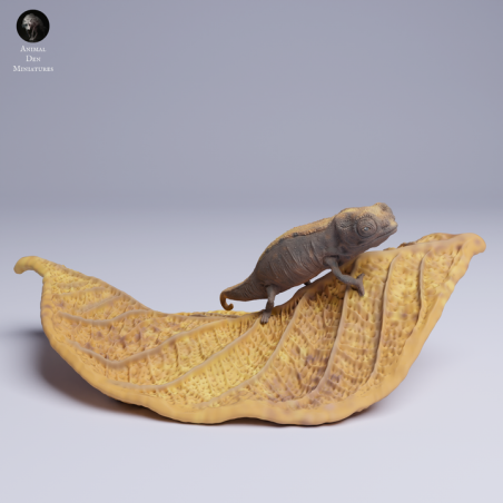 Chameleon on Leaf - Resin Miniature