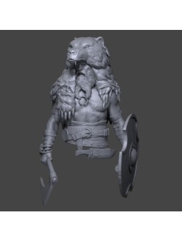 Vidar el Guerrero con Capa de Oso - Busto Nórdico de Resina | Escala 1/10