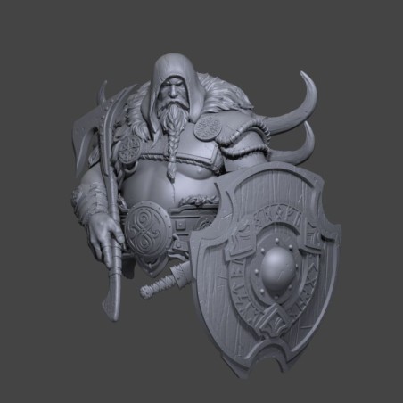 Hoenir el Protector Nórdico - Busto de Guerrero con Escudo | Escala 1/10