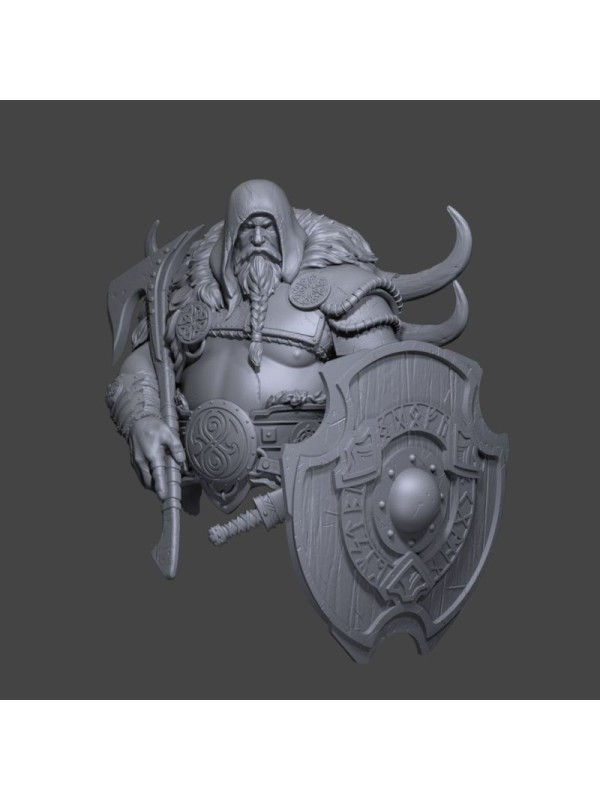Hoenir the Norse Protector - Warrior Bust with Shield | 1/10 Scale