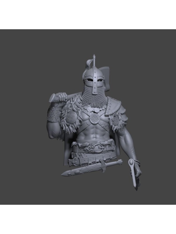 Lodur the Iron Watcher - Norse Bust with Helmet and Chainmail | 1/10 Scale