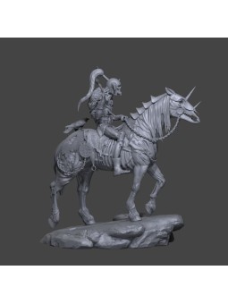 Draugr montado en caballo – Miniatura de fantasía en resina 75 mm