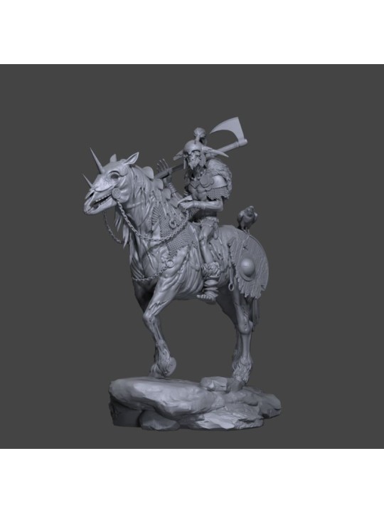 Draugr on Horseback – Dark Fantasy Resin Miniature 75 mm