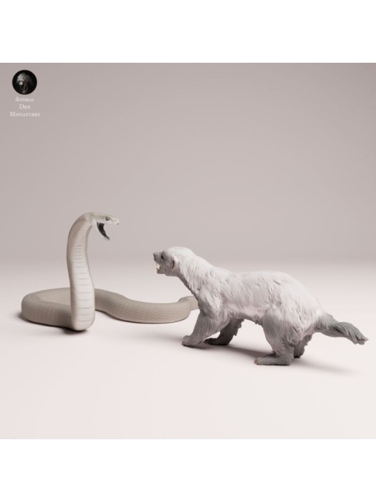 Black Mamba Vs Honey Badger – Wild Animal Scene In Resin Miniature