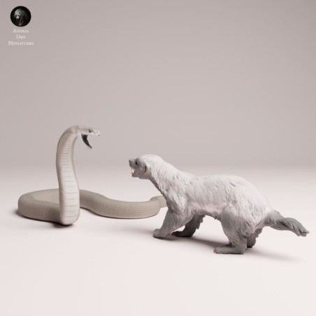 Black Mamba Vs Honey Badger – Wild Animal Scene In Resin Miniature