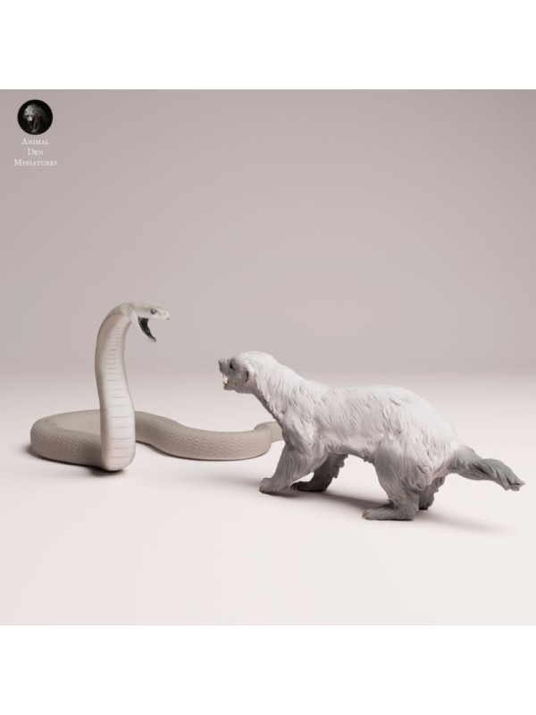 Black Mamba Vs Honey Badger – Wild Animal Scene In Resin Miniature
