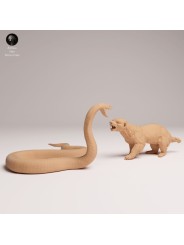 Black Mamba Vs Honey Badger – Wild Animal Scene In Resin Miniature