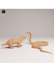 Black Mamba Vs Honey Badger – Wild Animal Scene In Resin Miniature