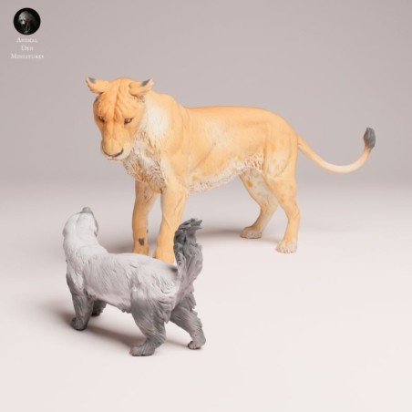 Lioness Facing Honey Badger – Wildlife Diorama In 3D Resin