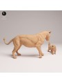 Lioness Facing Honey Badger – Wildlife Diorama In 3D Resin