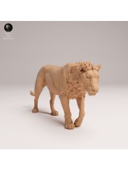 Young Male Lion Walking – African Wildlife Miniature In 3D Resin