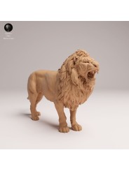 León Macho Rugiendo – Miniatura de Fauna Africana en Resina 3D