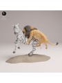 Lion Hunting Zebra – 3D Resin Wildlife Diorama