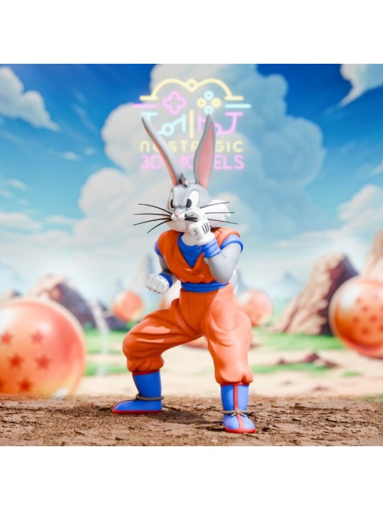 Bunny Goku – Miniatura Chibi en Resina 3D (35 mm y 54 mm)