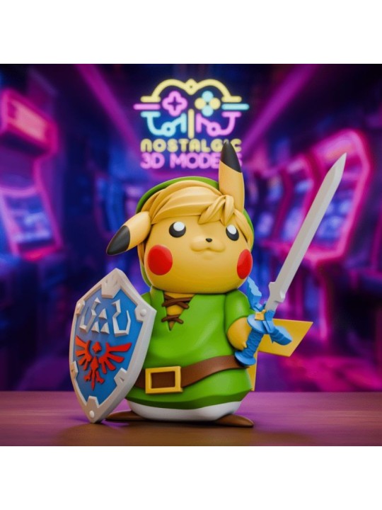Zelda Pikachu – Miniatura Chibi en Resina 3D (35 mm y 54 mm)