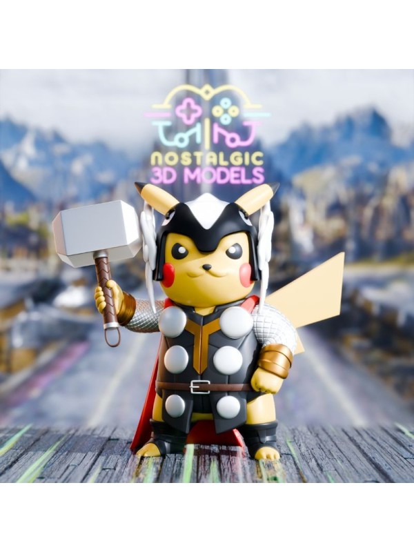 Pikachu Thor – Miniatura Chibi en Resina 3D (35 mm y 54 mm)