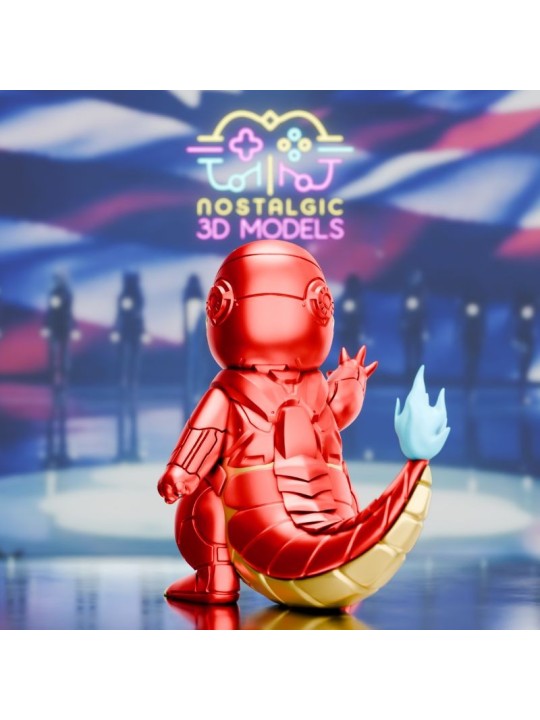Charmander Iron Man – Chibi Resin Miniature (35 mm and 54 mm)