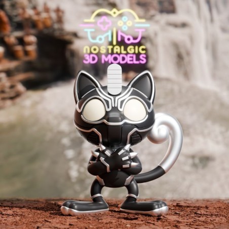 Meowth Black Panther Chibi | 3D Resin Miniature
