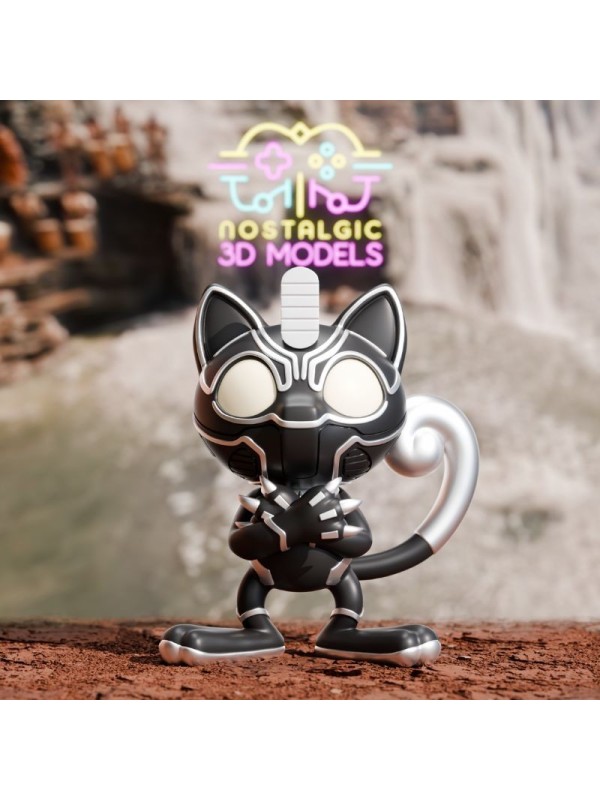 Meowth Black Panther Chibi | 3D Resin Miniature