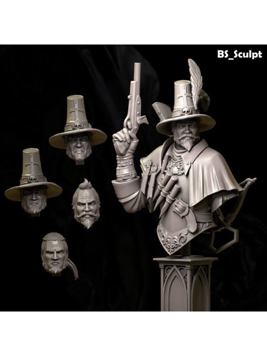 The Witch Hunter – Busto 65 mm | Miniatura en Resina 3D
