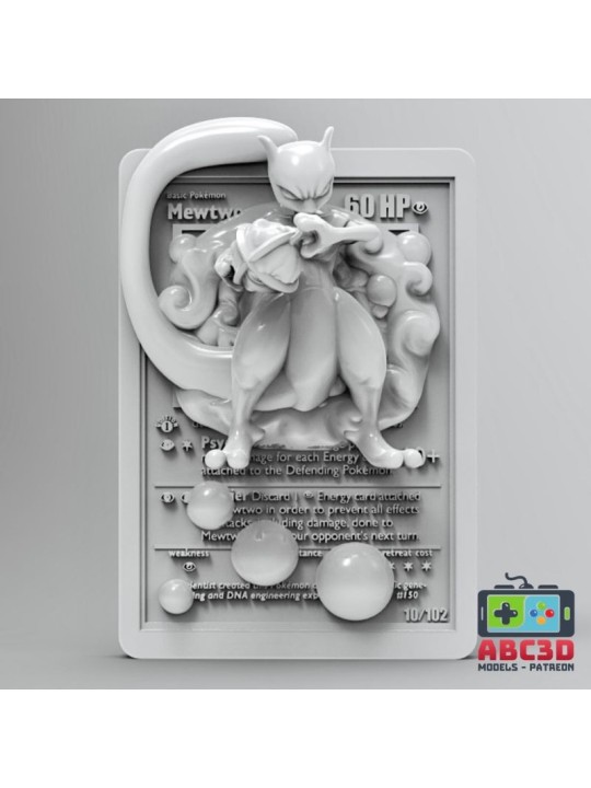 Carta Mewtwo 92 mm | Miniatura en Resina 3D