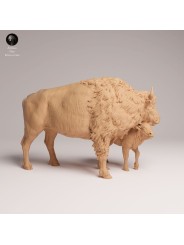 American Bison Cow with Calf | Resin Miniature