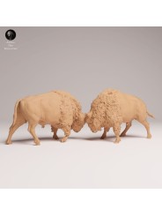 American Bisons Fighting | Resin Miniature