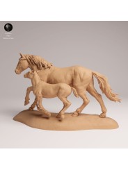 Mustang Mare Running with Foal | Resin Miniature