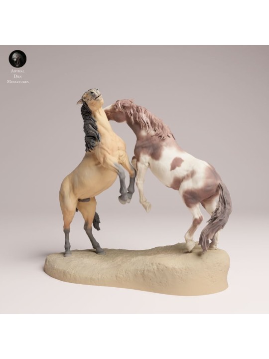 Fighting Mustang Horses | Resin Miniature