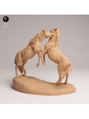 Caballos Mustang Peleando | Miniatura en Resina