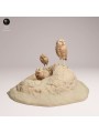 Burrowing Owls in Burrow Scene | Resin Miniature