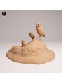 Burrowing Owls in Burrow Scene | Resin Miniature