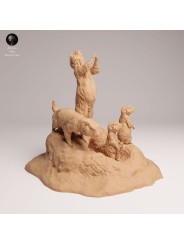 Prairie Dog Family in Burrow Scene | Resin Miniature