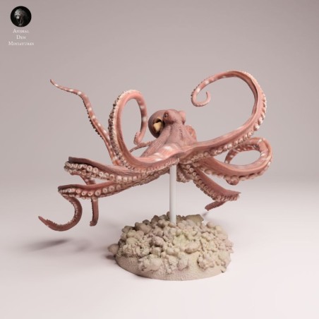 Pulpo de Día Nadando | Escena Marina en Resina