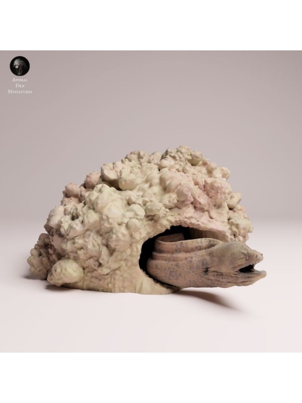 Anguila Moray Gigante en las Rocas | Miniatura Marina en Resina