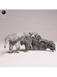 Oso Hormiguero Gigante con Cría en Resina | Miniatura de Fauna Sudamericana