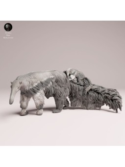 Giant Anteater with Cub Resin Miniature | South American Wildlife Figure