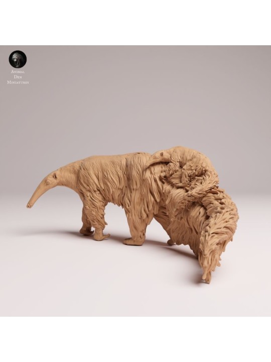 Giant Anteater with Cub Resin Miniature | South American Wildlife Figure