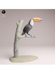 Feeding Toucan Resin Miniature | Realistic Tropical Bird Figure