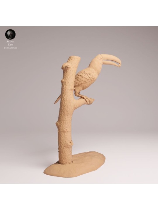 Feeding Toucan Resin Miniature | Realistic Tropical Bird Figure