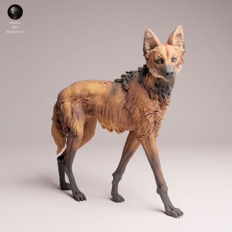 Maned Wolf Resin Miniature | Realistic South American Wildlife Figure