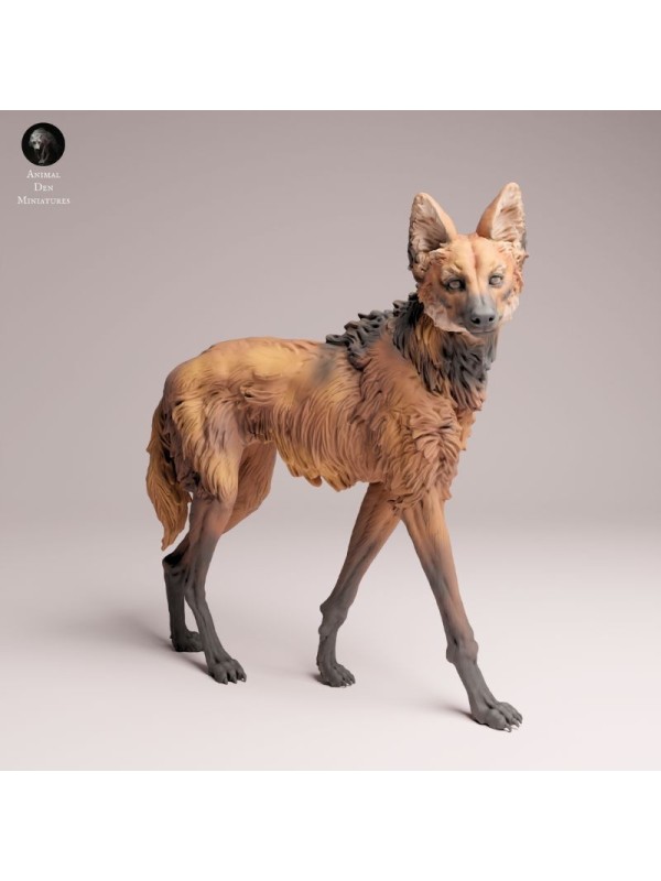 Maned Wolf Resin Miniature | Realistic South American Wildlife Figure
