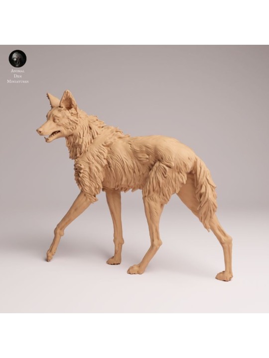 Lobo de Crin Mirando en Resina | Miniatura de Fauna Sudamericana