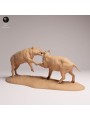 Pelea de Jabalíes Babirusa en Resina | Escena de Fauna Asiática