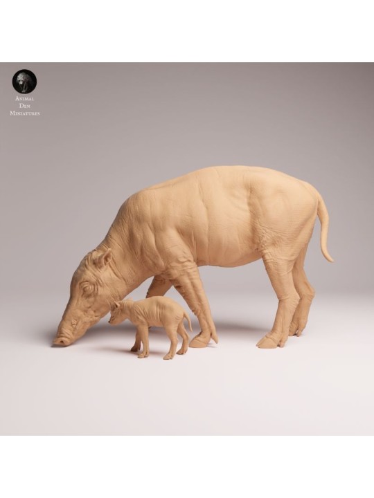 Babirusa with Piglet Resin Scene | Asian Wildlife Diorama